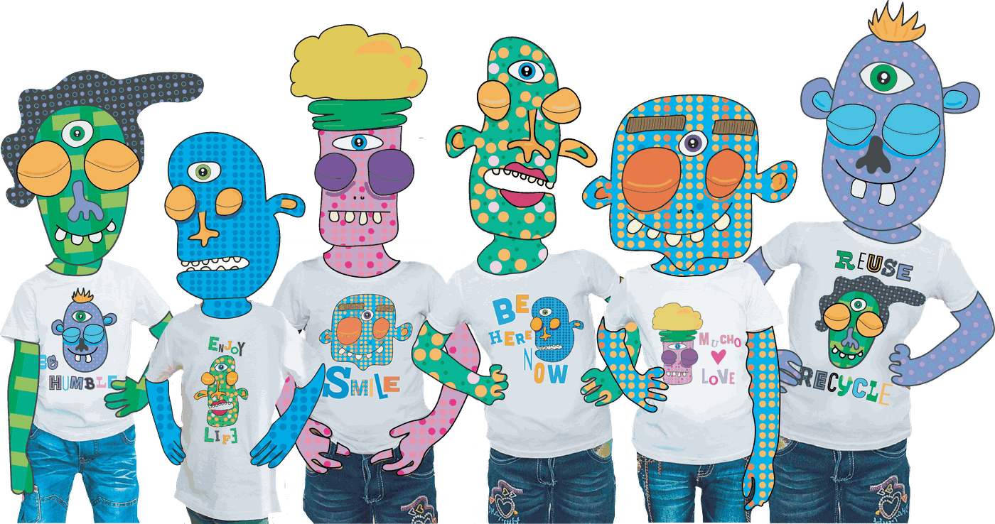 The whole MAGU crew — the six magus together in their tees